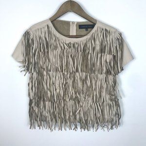 English Rose Fringe Tan Festival Top Vegan Leather